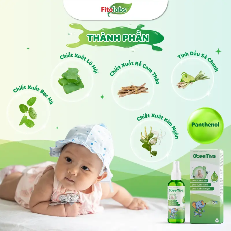 Xịt Tinh Dầu Thơm Da OteeMos An Toàn Cho Bé Ngừa Muối Đốt, Xua Côn Trùng Hiệu Qủa , Làm Dịu Da, Dưỡng Ẩm, Mờ Vết Thâm Lọ 50ml 4