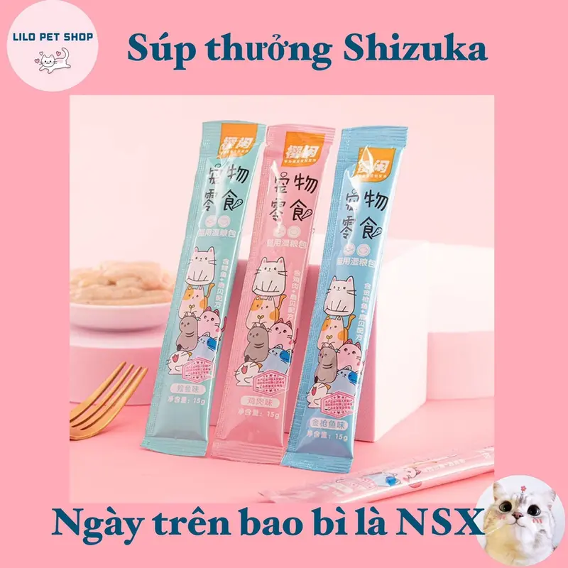 Combo 200 thanh súp thưởng cho mèo, soup thưởng dinh dưỡng cho mèo, sup thưởng shizuka thanh 15gr 1