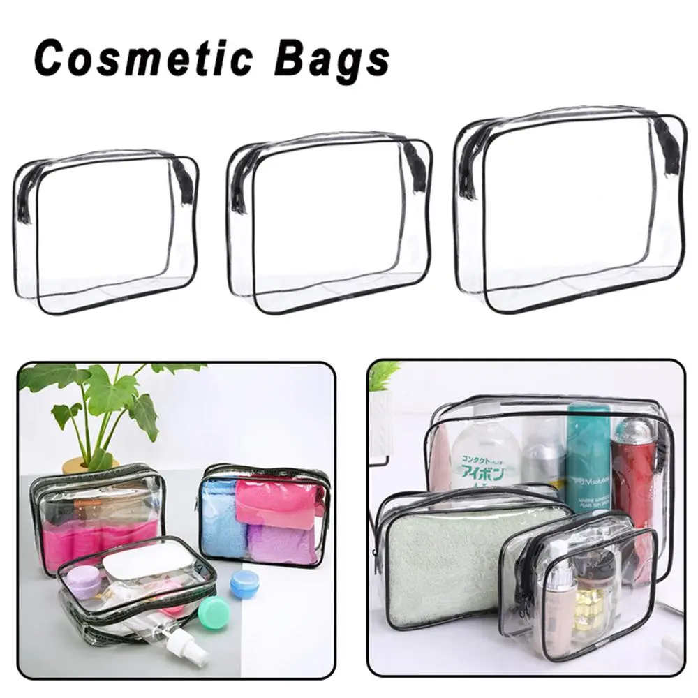 Túi lưu trữ cho phụ nữ, vật liệu PVC không thấm nước, hộp đựng đồ trang điểm, túi mỹ phẩm, trong suốt, túi đựng đồ vệ sinh cá nhân