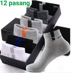 (NEW SPORT3/4) PAKET 12 Dan 6 Pasang Kaos Kaki Olahraga Sport Pria Wanita Remaja Dewasa Tebal Nyaman Anti Bau panjang 3/4 Abu