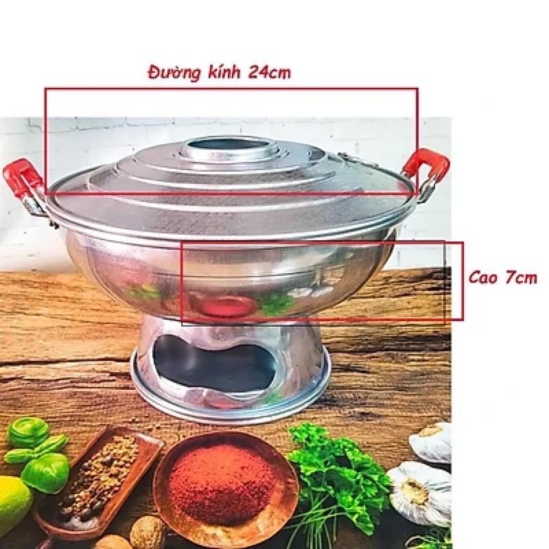 NỒI LẨU CÙ LAO Nhôm - Lẩu THAN TRUYỀN THỐNG dụng cụ nấu các món lẩu , Xíu Mại Bánh Mì ĐẶC SẢN MIỀN TÂY 24cm