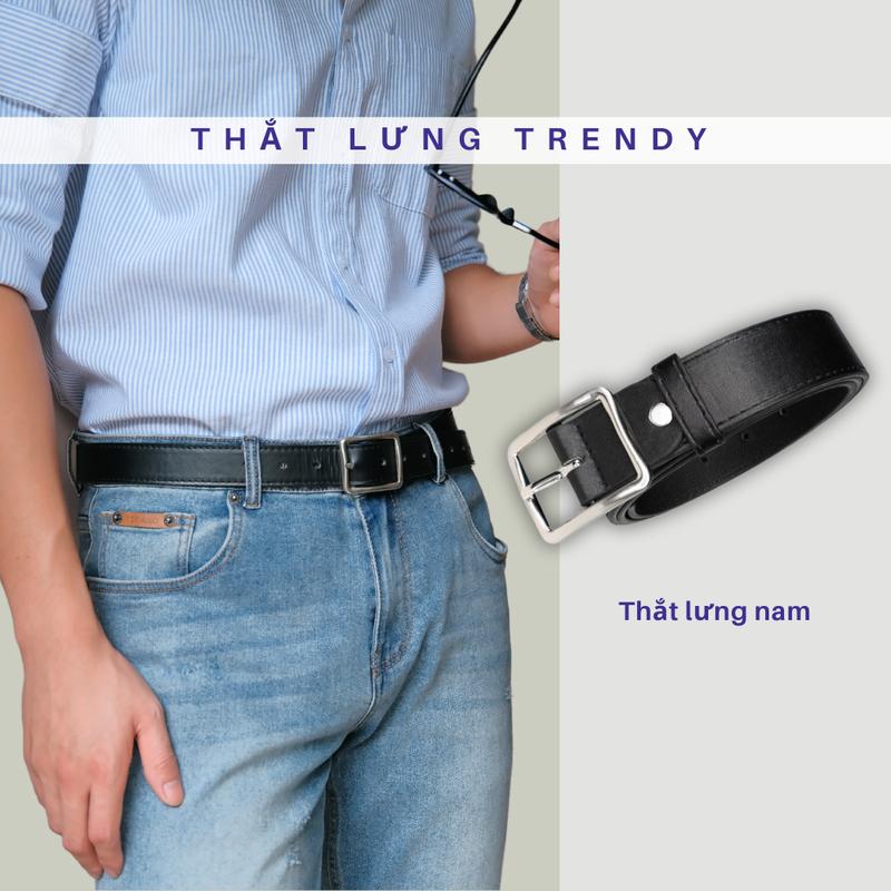 Thắt lưng Nam mặt vuông bóng kiểu đơn giản TLN019 Trendy