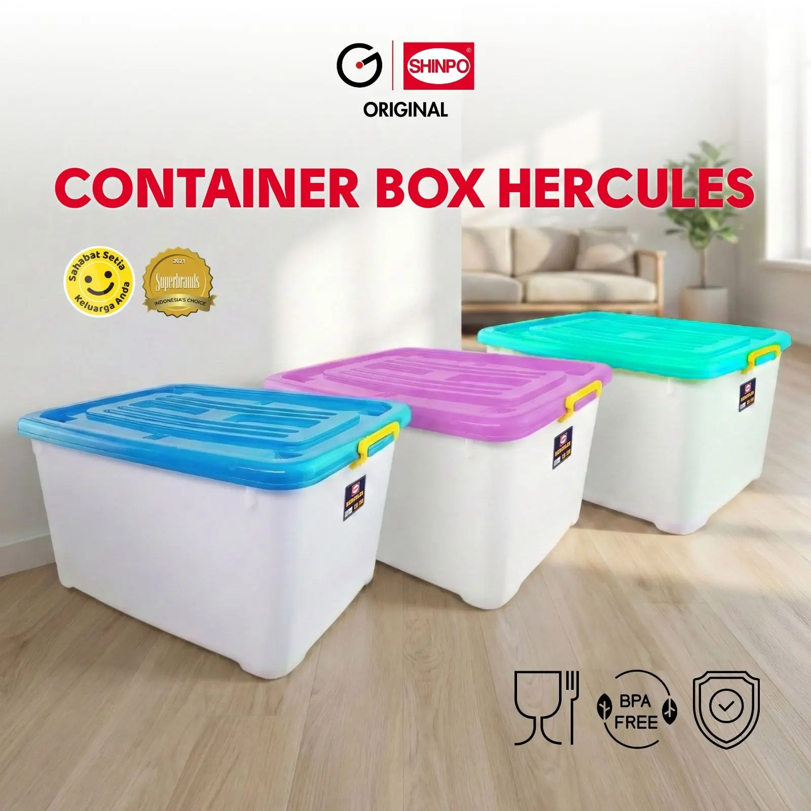 SHINPO Kontainer Plastik Dengan Roda Hercules Container Box Kotak ...