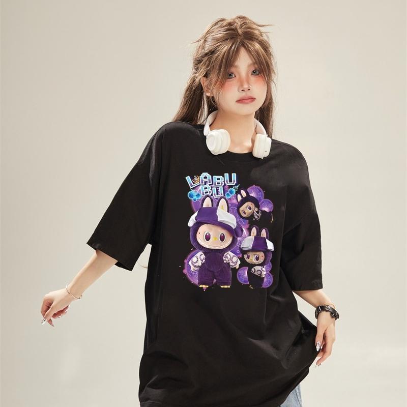  Áo Thun Nam Nữ Form Rộng Cotton Tay Lỡ  Áo Phông Cổ Tròn Basic Tee Oversize Trend Hè - LABUBU Tím 
