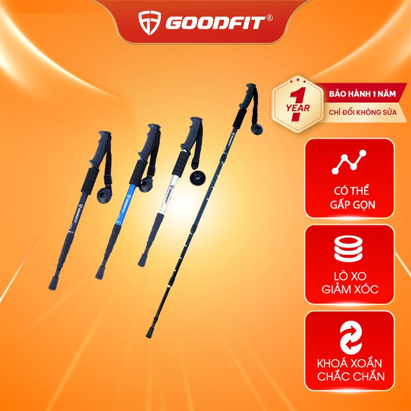 Gậy leo núi, gậy trekking GoodFit chính hãng gấp khúc dùng du lịch, phượt, dã ngoại GF03E