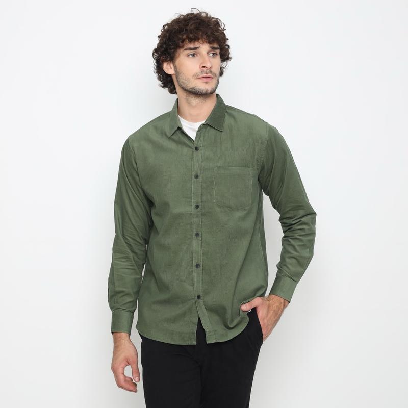 HELTEN Kemeja Corduroy Warna Kubus Gold Maroon Biru Mint Army Abu  Navy Hitam Putih Krem Coklat Muda Hijau Tua Lengan Panjang Comfort Slim Varian Warna Pria Baju Katun Kantor Casual Distro 6