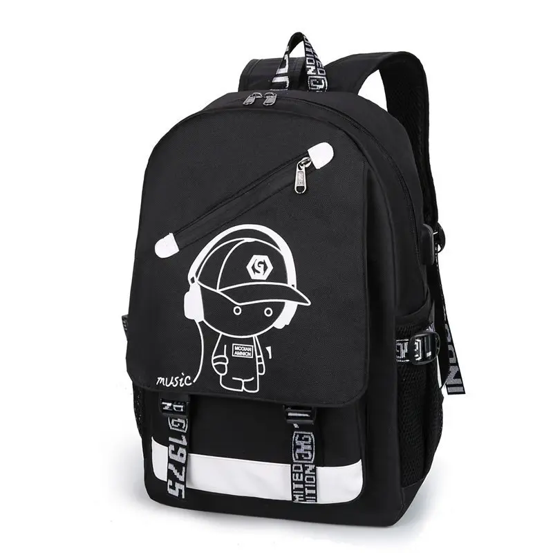 Balo Đi Học Nam Nữ In Hình Đội Mũ Vải Chống Thấm Nước. Cặp Backpack Đeo Vai Thời Trang Nam Nữ Đa Năng 0