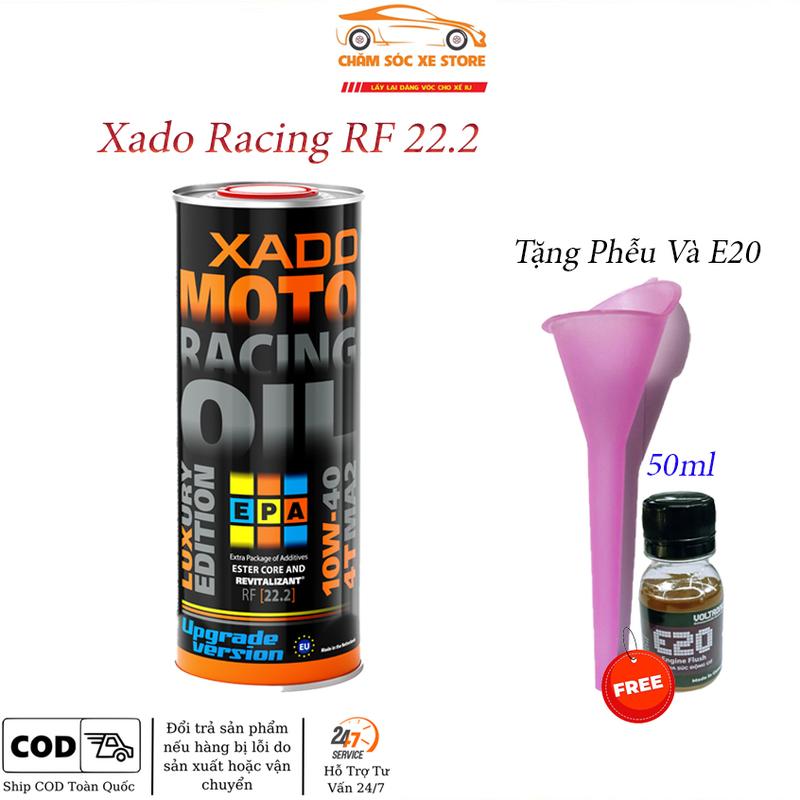 Dầu nhớt Xado Racing R.F 22.2 10w40 Dành Cho Xe Số Côn Tay Tặng Kèm 1 Súc Động Cơ E20 Và 1 phễu