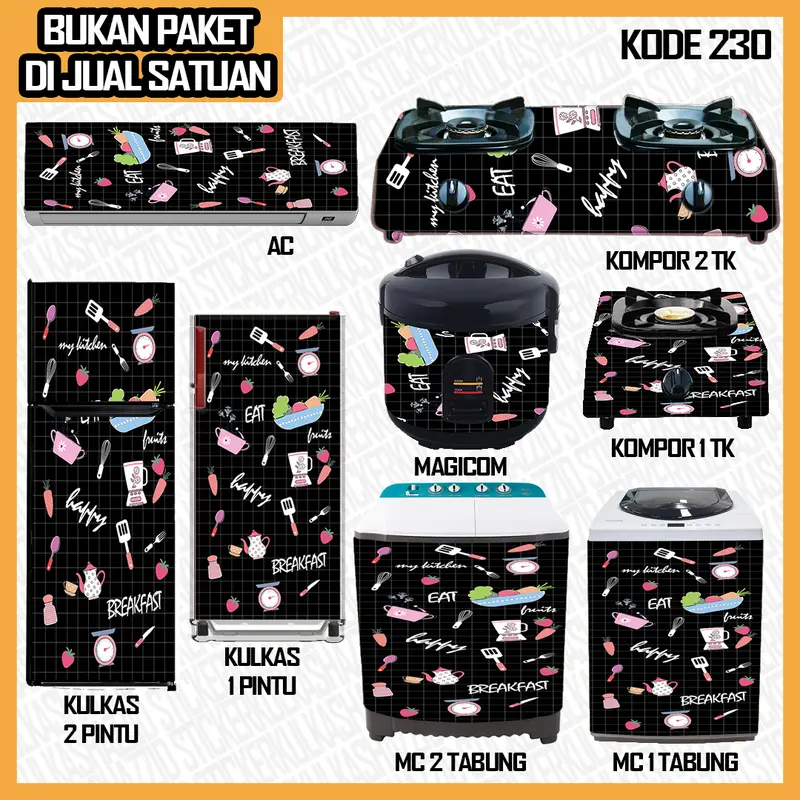 Stiker Kulkas / Stiker Kompor / Stiker Mesin Cuci / Stiker Magicom / Stiker AC Motif Kode 230 0