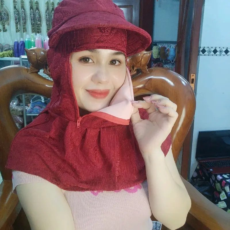 Nón khẩu trang khóa kéo bên Hong, vải thun ati-solen-thun gân, tặng kèm 2 quà ngẫu nhiên Women Nữ 4