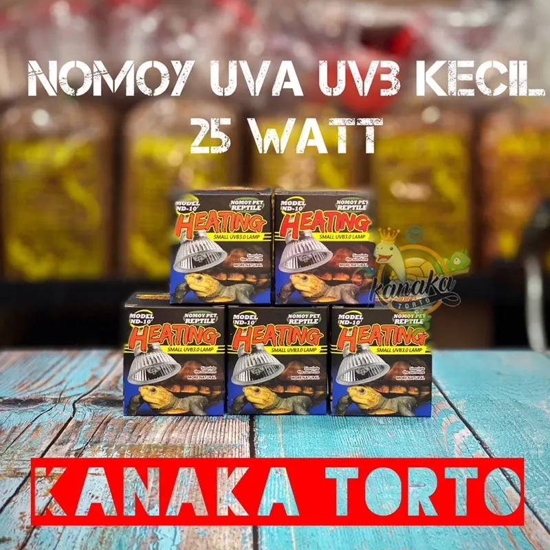 Nomoy UVA UVB Kecil 25 Watt Lampu Penghangat Pemanas Hewan Reptile Torto Kura Kadal Sulcata Pardalis