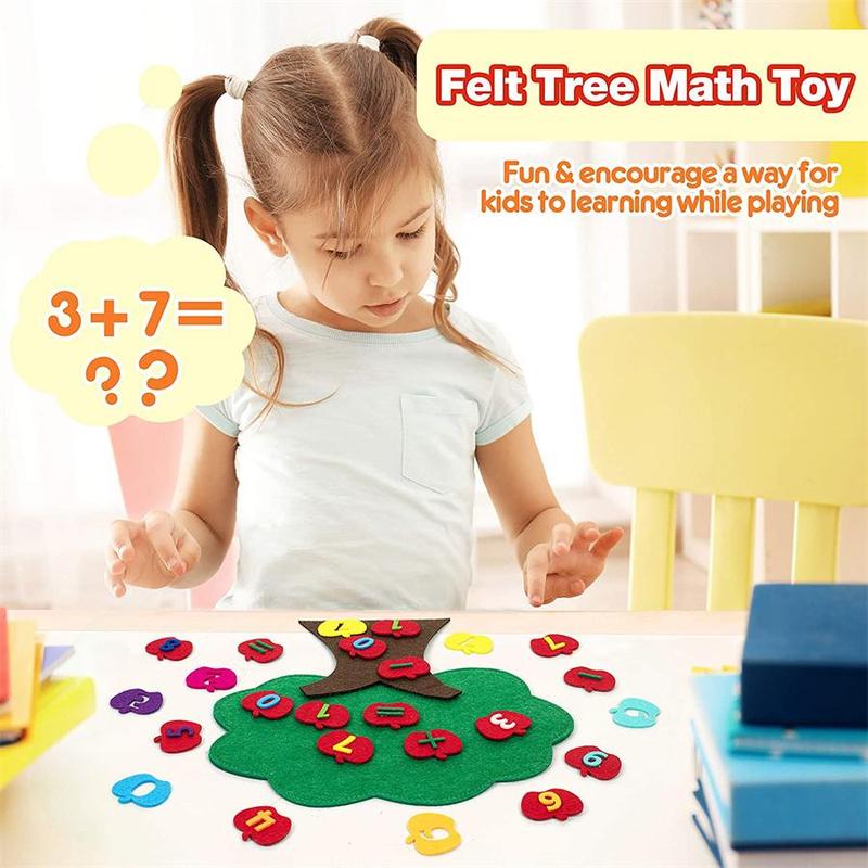 Apple Tree Learning Numbers Felt Board (1 Set), Counters Math Toy, Math Games Manipulatives, Montessori Counting Toy 4