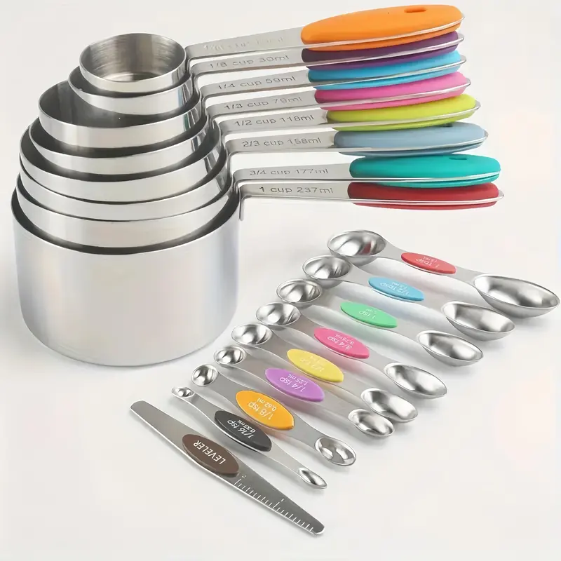 Stainless Steel Measuring Spoon Set, 17pcs/set Double Head Magnetic Measuring Spoon, Kitchen Measuring Utensils for Baking, Cooking 2