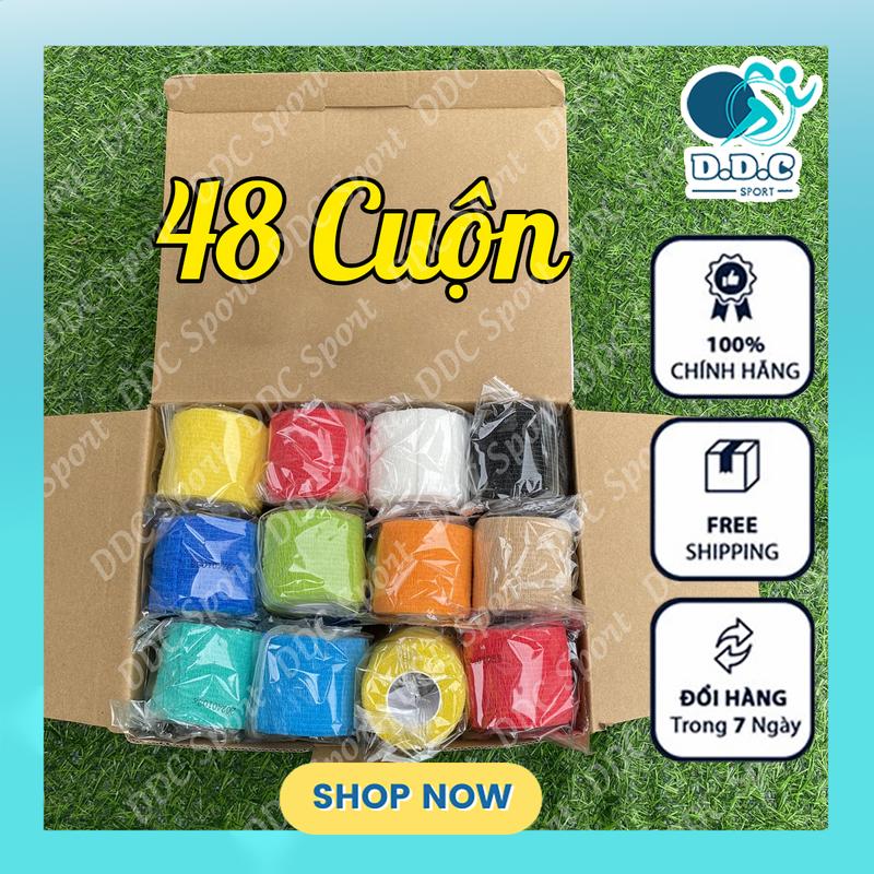 Hộp 48 Cuộn Băng Keo Cao Su Non thể thao bản 5cm*4,5m - Băng cuốn cổ chân cao su non hàng loại 1 - Băng Keo Cao Su quấn chân DDC Sport băng  cuốn