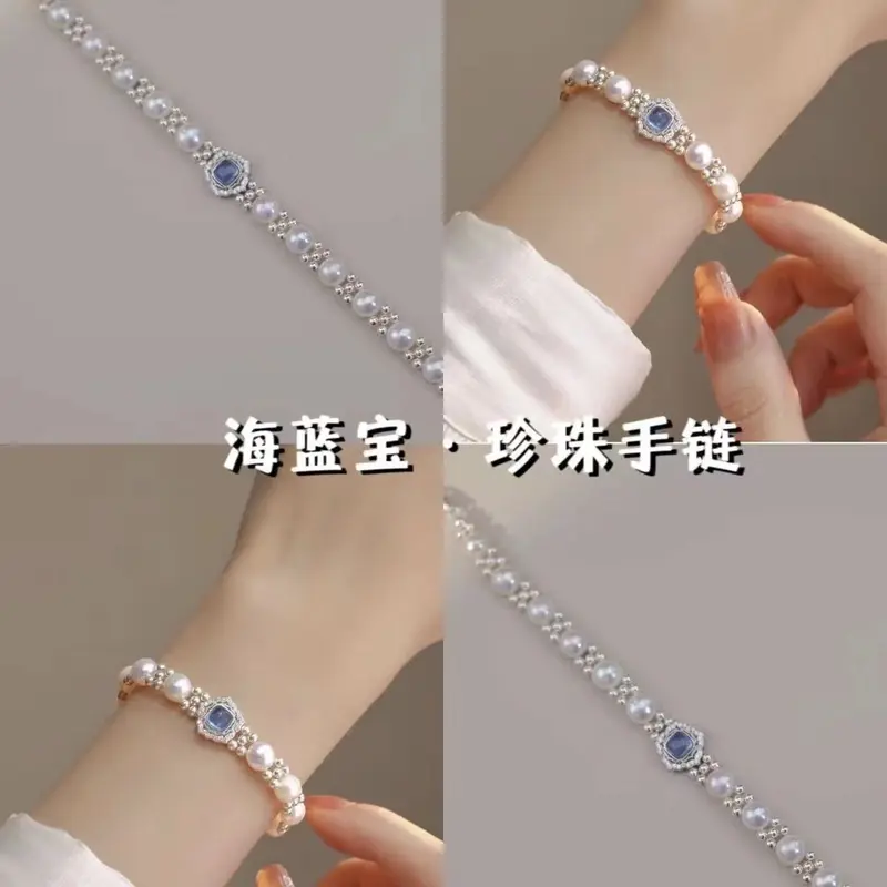 Gelang Tangan Mutiara Aquamarine, Rekaan Khas Wanita, Gaya Mudah ...