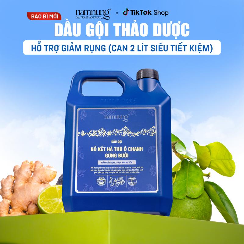 [Sắp cháy hàng] Dầu gội thảo dược NamNung hỗ trợ giảm rụng tóc chiết xuất thiên nhiên bồ kết hà thủ ô dưỡng tóc suôn mượt 2000ml