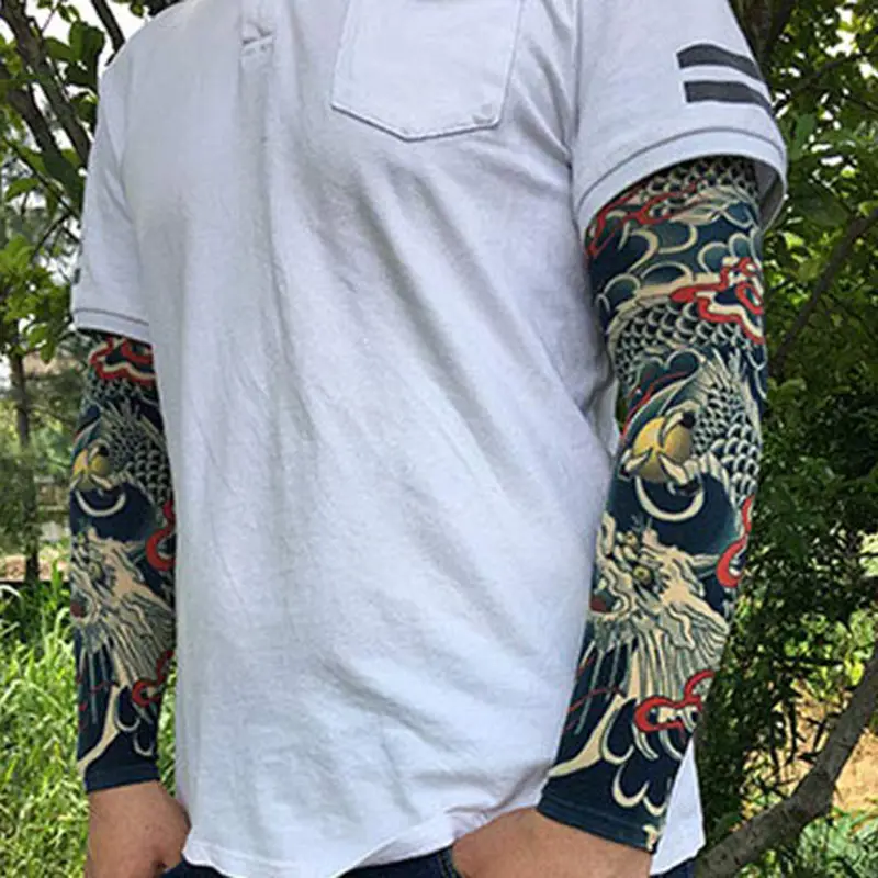Tay Áo Cánh Cánh Tay Hình Xăm Tạm Thời, Chất Lượng Cao, Unisex, Keo Dán Giả, Bộ Tay Áo Cánh Tay Hình Xăm, Tay Áo Thể Thao, 1 Miếng