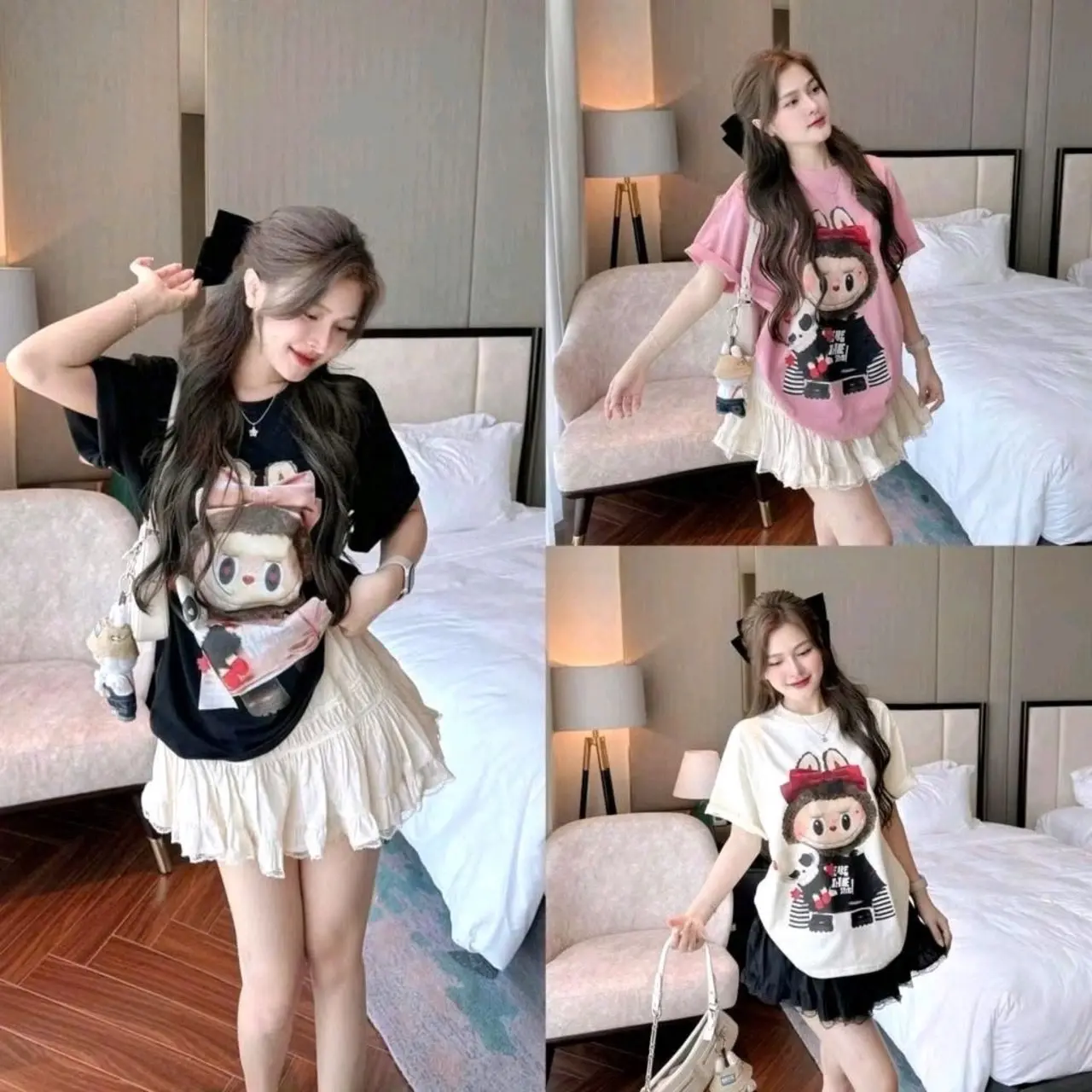 Áo thun LABUBU nữ phom rộng  Top Women GoodTime cổ tròn