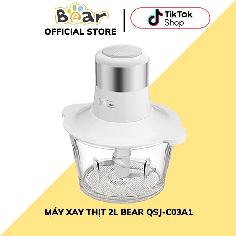 Máy Xay Thịt Đa Năng Bear QSJ-C03A1, Dung Tích 2L, Công Suất 300W, Chuyên Xay Thực Phẩm, Cua, Cá, Hành, Tỏi, Xả, Ớt, Rau Củ, Bảo Hành 18 Tháng (Không Có Ron Silicon)