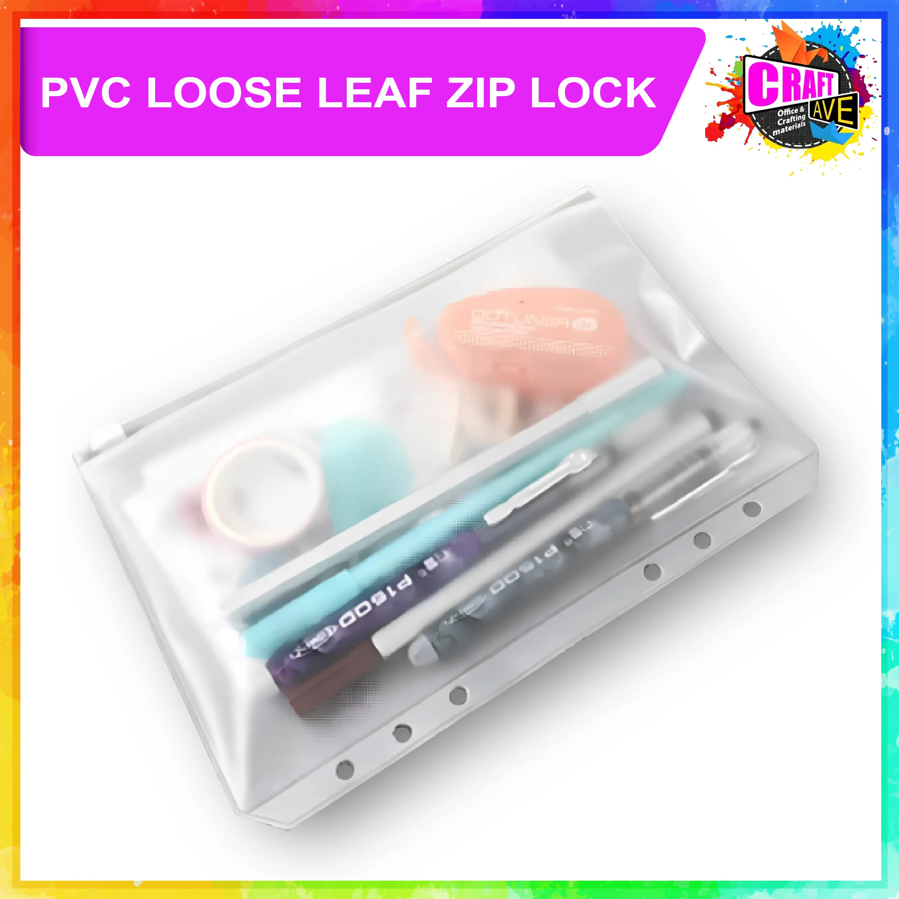 PVC Clear Pocket Loose Leaf / Ziplock /Calling cards for Binder A5 A6 A7 Decor Photo