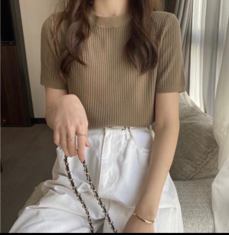 ISHOES - Áo Len Tăm Nữ  A1083 Thời Trang Cộc Tay