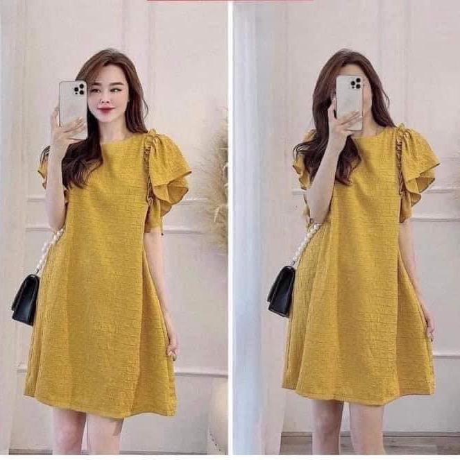 Váy vàng xốp cánh tiên mã V4 Váy Bầu Thời Trang váy xuông TRẺ TRUNG XINH ĐẸP. Đầm bầu dự tiệc công sở chụp ảnh Freesize Nữ Women Dress