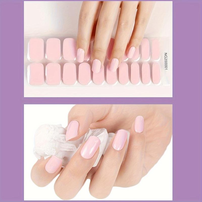 Product Introduction of Semi-cured Gel Nail Strips with Nail File & Stick (20pcs/set), Soak off UV Gel Nail Art Sticker, Full Cover Nail Decals, Nail Art Decoration for Women & Girls 10