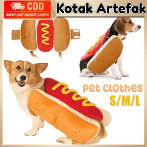 Hotdog Baju Anjing Lucu Hot Dog Shirt Motif Roti Sosis Kostum Pakaian Hewan Kucing Anjing