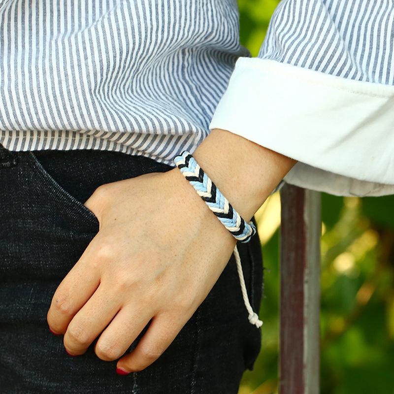 Ethnic Style Colorful Weave Rope Adjustable Bracelet Handmade Hemp Rope Wristbands Bracelets For Couple Simple  Gift 4