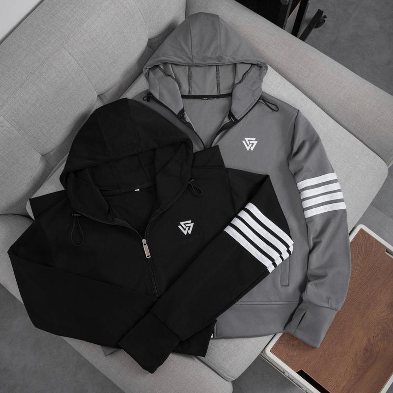 Áo Khoác Chống Nắng Nam Nữ 4 Sọc Chống Gió Chống Tia UV TAHO Fashion Nón To Tay Xỏ Ngón. Menswear Jacket