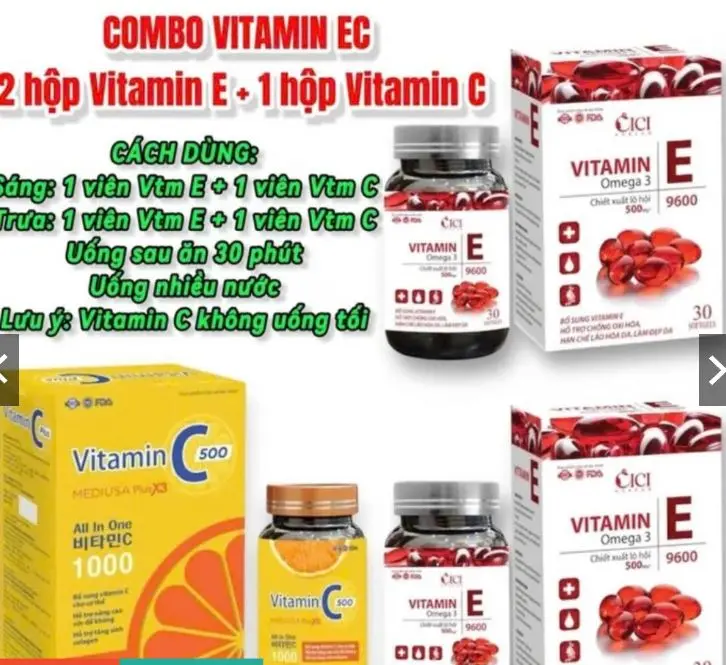 Combo 3 hộp - Vitamin C + E QUEEN - Hỗ trợ Sáng Da, Hỗ trợ chống lão hóa,Hỗ trợ giúp chống oxy hóa-Hộp 60 viên