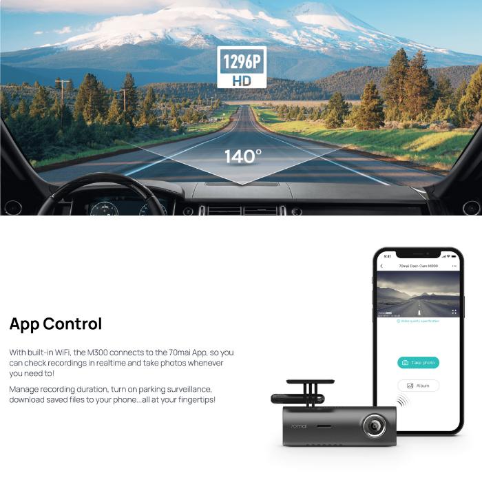 70mai Dash Cam M300 Kamera Mobil 1296P 2K 1