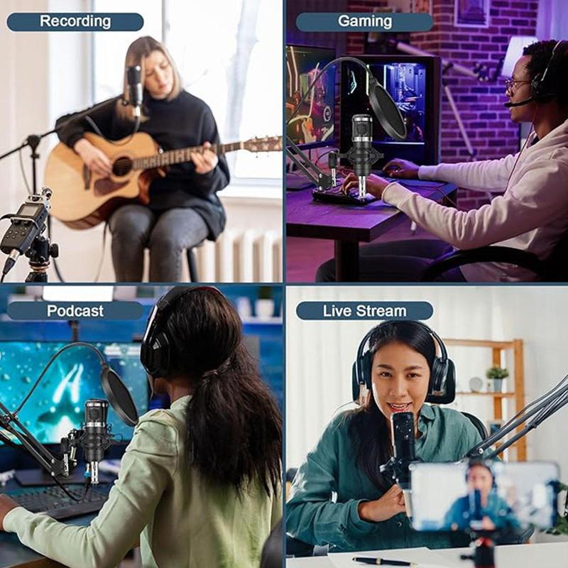 Professional Podcast Equipment Kit, Sound Card Kit, Microphone Kit, Live Broadcast Equipment for Music, Singing, Games, Live Broadcasting, Audio Interface 8