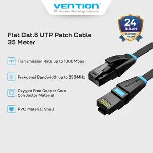 Vention Kabel LAN Flat Cat.6 UTP Patch Cable RJ45 1000Mbps 15M 20M 30M 35M 40M 50M  - IBJ
