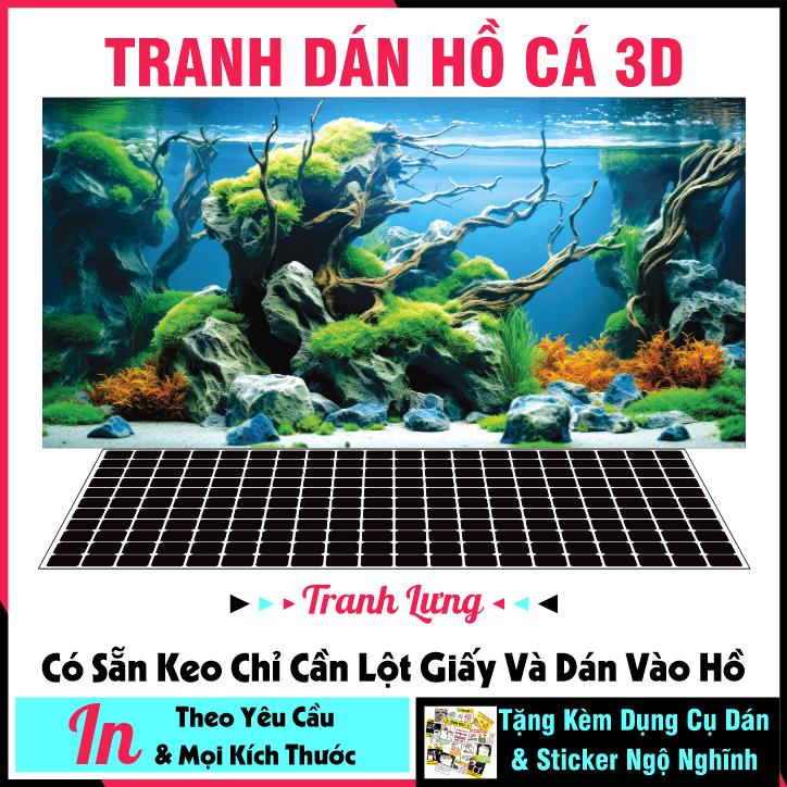 Tranh dán hồ cá 3d - dán bể cá cảnh - dán hồ cá thuỷ sinh - CÓ SẴN KEO DÁN - NHIỂU KÍCH THƯỚC