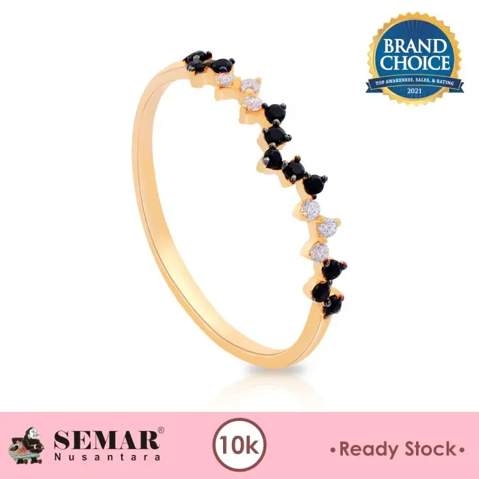 Cincin Emas Aozora Black and White Beauty Gold 10K Semar Nusantara
