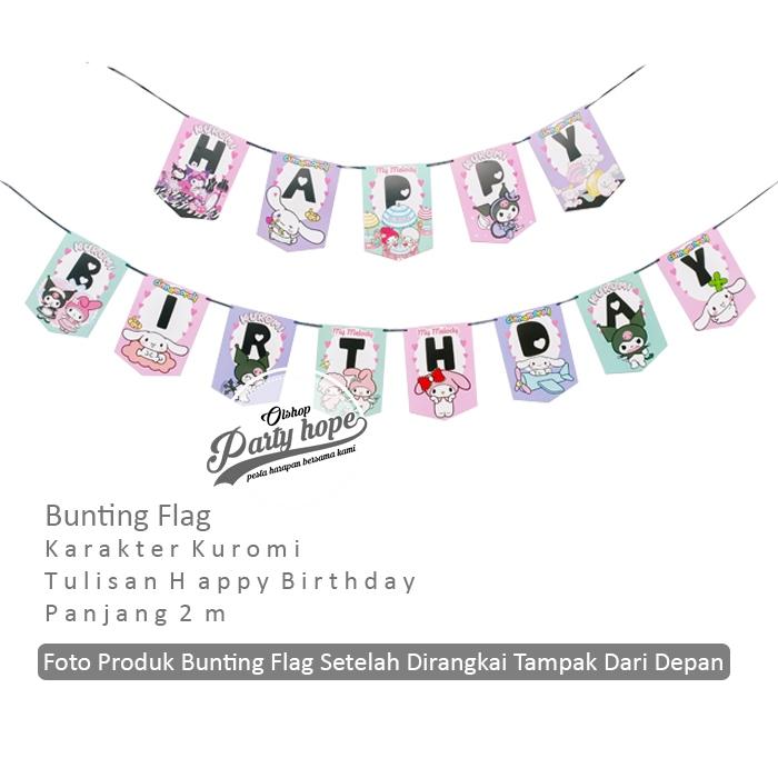 Banner hbd melody kuromi cinamorol / Bunting Flag Hbd / Banner Hbd kartun kuromi sanrio 1