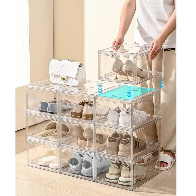 Hộp đựng giày dép nhựa cứng nắp mica của nam châm size lớn - Takora 6