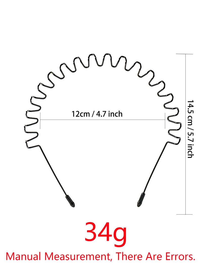 Product Introduction of 2pcs Simple Wave Design Iron Hair Hoop, Casual Outdoor Sports Headband for Men & Women, Minimalist Hairwear for Daily Used, Girl Accessories, Headbands Women 1