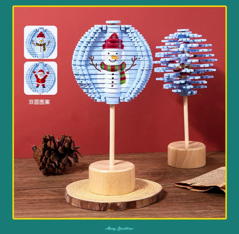 Product Introduction of Christmas Ornament Children's Educational Facial Makeup Rotating Lollipop Decompression Decompression Fei's Series Leaves Creative Toys 11