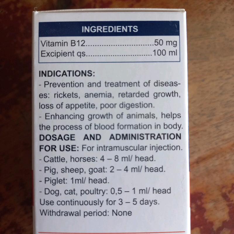 [Lọ 100ml] Vitamin B12 Thuốc tiêm còi cọc, biếng ăn, bổ máu trên gia súc, gia cầm kabi 7