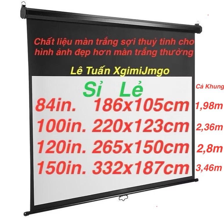 Màn Chiếu Treo Tường Kéo Tay Xịn 84,100,120inch 16:9. 2,2 x 1,25m thích hợp mọi máy chiếu Chuẩn màn 16:9