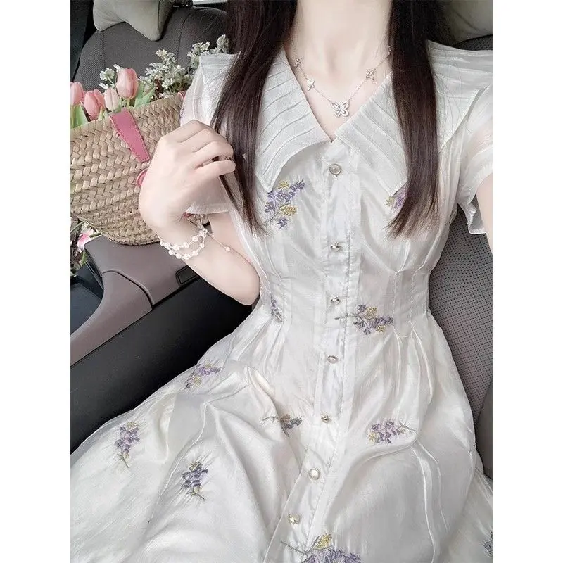 Váy Áo Hoa, Phong Cách Nhẹ Nhàng Của Pháp, Dành Cho Nữ, Váy Dài, Quần Áo Nữ