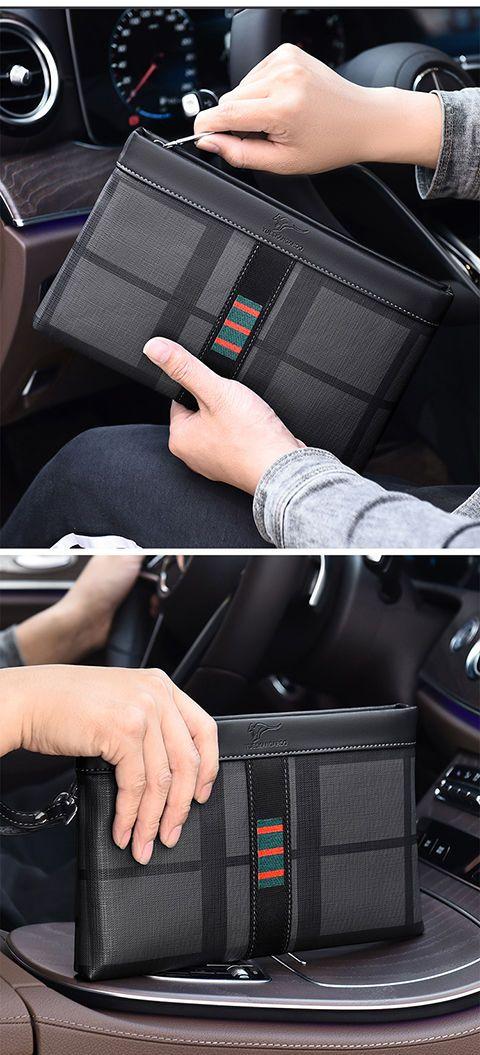 Product Introduction of 2023 New Men's Clutch Business Outing Authentic Leather Tactile Feel Lightweight and Large Capacity Envelope Clutch Male Wallets 14