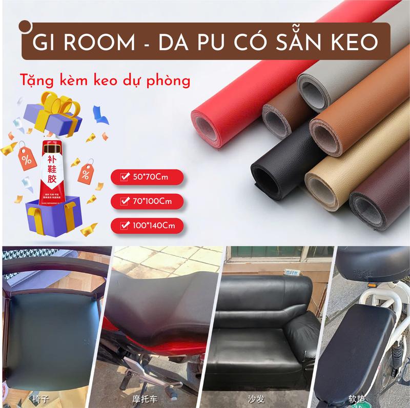 Miếng Dán Da PU nhiều màu sắc có sẵn keo, Sửa Chữa Ghế Sofa cũ rách, Ghế ô tô, Bàn gội đầu [ Tặng kèm keo dán đa năng ]