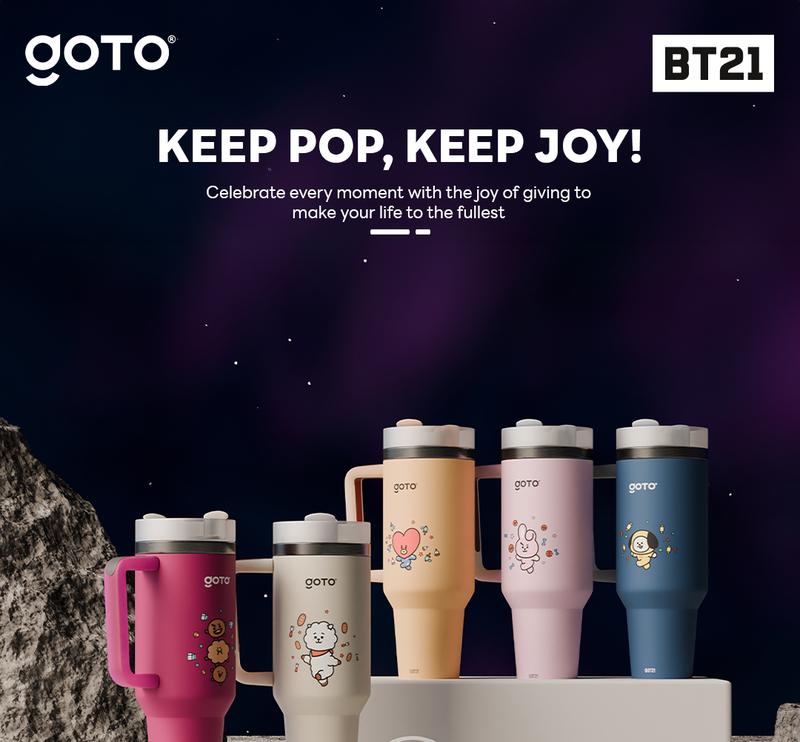 Product Introduction of Goto [COD] K-Joy X BT21 Tumbler Tahan Dingin Panas Botol Tempat Minum Aesthetic 1.2L 39
