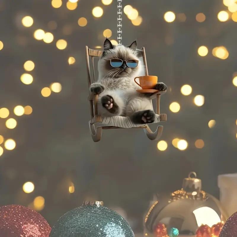 Product Introduction of New Cross-border Cute Cat Acrylic Material Flat Car Hanging Backpack Accessories Home Decoration 10