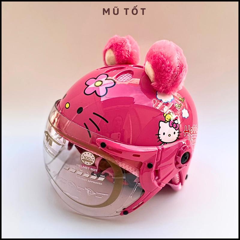 Mũ bảo hiểm trẻ em có kính hello kitty AT103KS - Phù hợp với bé từ 1 - 3 tuổi, bé có trọng lượng dưới 16kg