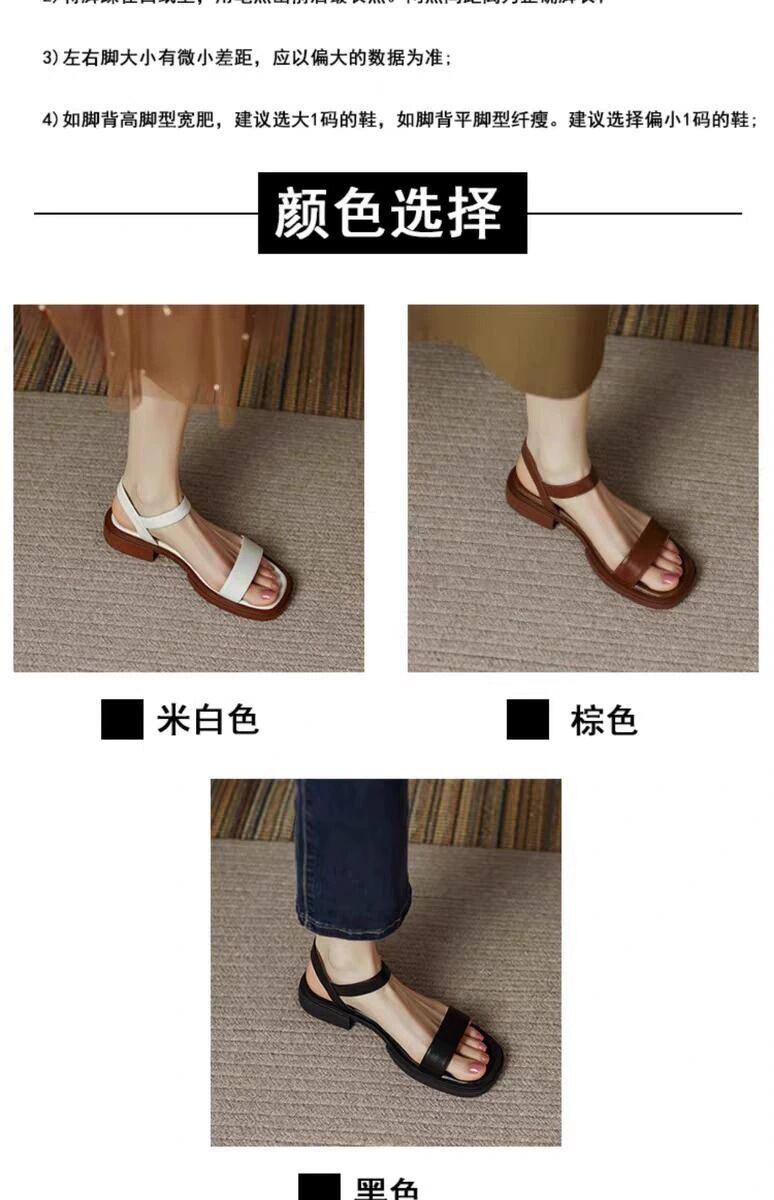 Product Introduction of Soft bottom low heel real leather flat bottom Roman style sandals for Women large size slip-on summer shoes comfortable 5