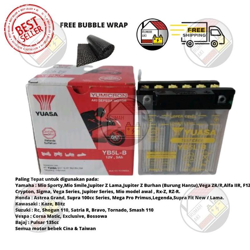 AKI MOTOR JUPITER Z BURHAN, VEGA RR, FIZ R YB5-LB YUASA ORI Accessories Motorcycle 0